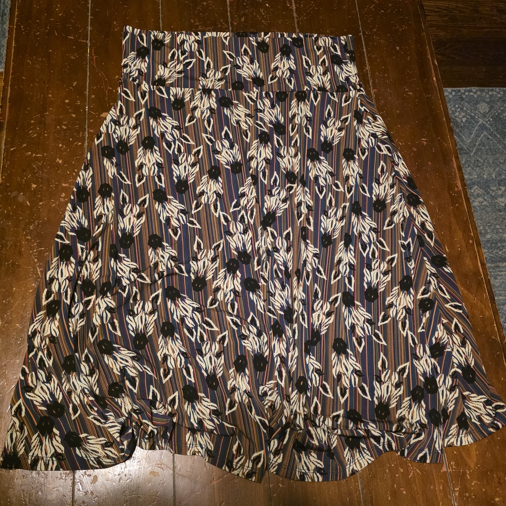 LuLaRoe A-Line Skirt with Black and Brown Floral Design